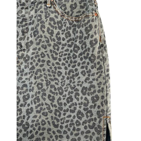 Grlfrnd Blaire Button Fly Animal Print Wildcat Denim Raw Hem Womens Skirt 29/8 - Picture 5 of 9